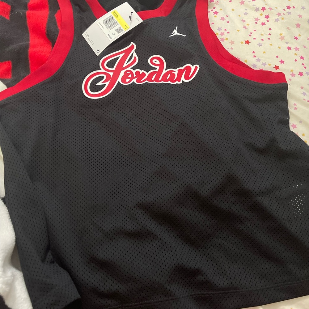 Jordan Black Mesh Tank with Red Trim